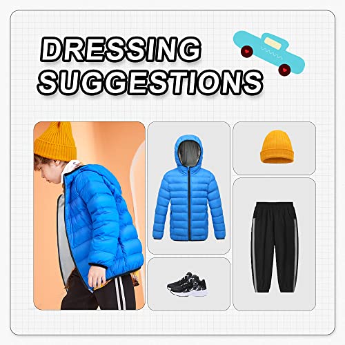 Ggleaf Boys' Hooded Lightweight Water Resistant Puffer Jacket Winter Coat Blue And Grey 6-7 #TOP5
