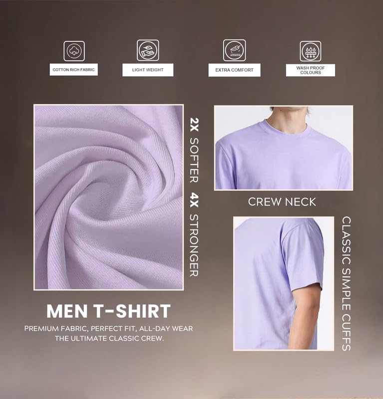 Image of Sleepynuts Men's Regular Fit Round Neck Half Sleeves Solid Casual Wear T-Shirt