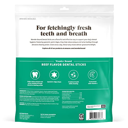 Image of Wonder Bound Beef Flavor Dental Sticks for Tiny Dogs (5-20 lbs), 6-Ridge Shape for Plaque & Tartar Control, Freshens Breath, Formulated with Vitamin C, 108 Count