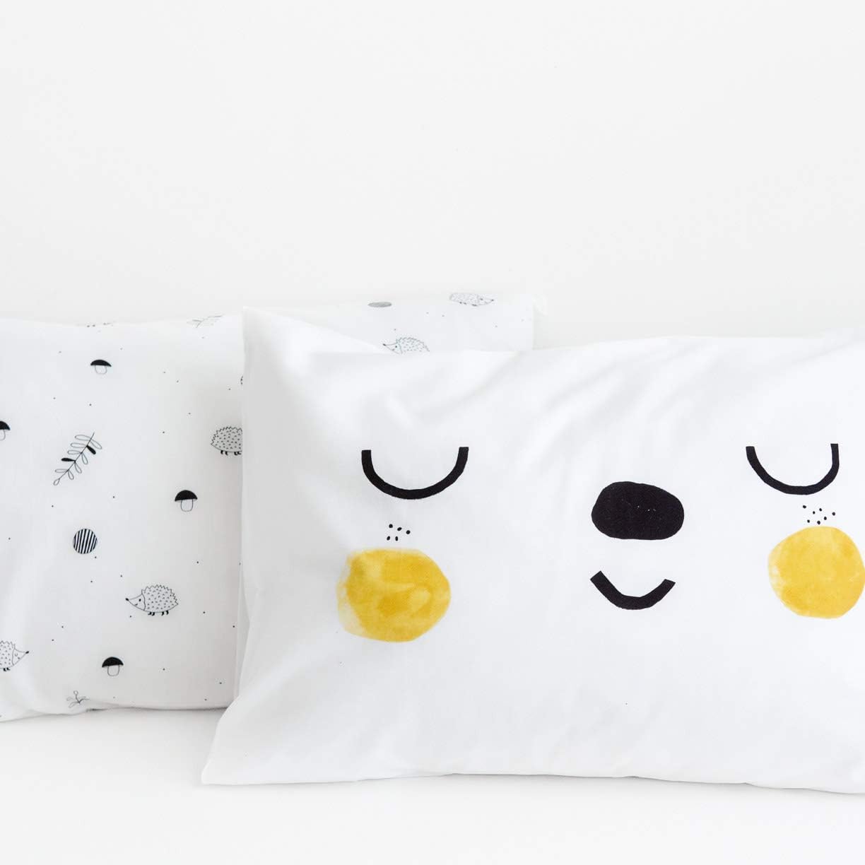 Rookie Humans 2 Pack Toddler Pillowcases, fits Toddler Pillows 13x18 to 14x20 inches, with Envelope Closure to Keep Pillow in Place (Happy Face)