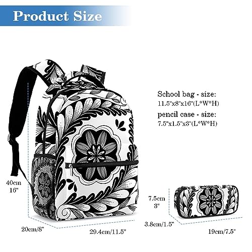Sac à dos à fleurs double compartiment et trousse assortie zippée - 2