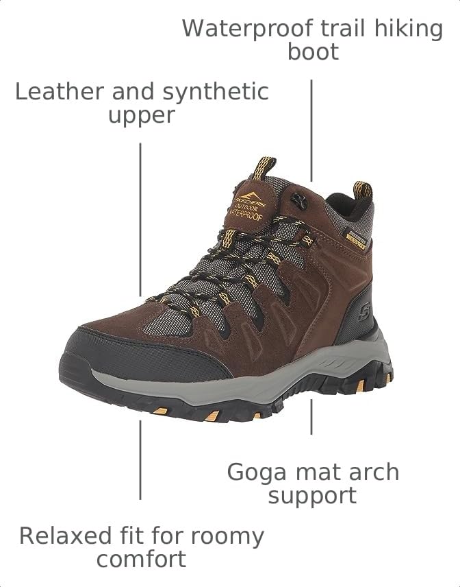 Image of Skechers Men's USA Rickter - Branson Mid Top Waterproof Lace Up Hiker Boot