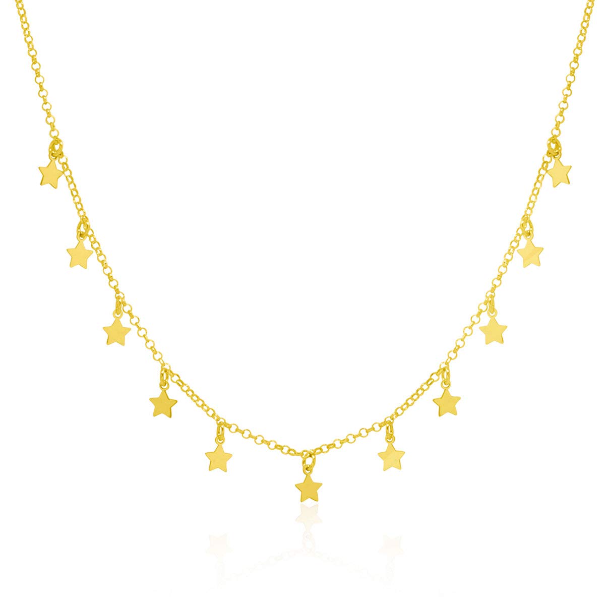 WANDA PLATA Collar Gargantilla Estrellitas Pequeñas para Chica Joven, Mujer Plata de Ley 925 con Baño de Oro, Joya Estrellas Doradas en Caja de Regalo