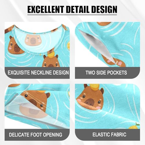 Capybara Lemon Water Pajama Set Short Sleeve Summer Pajamas Shorts Sets PJ Clothes Set Soft 5Y4