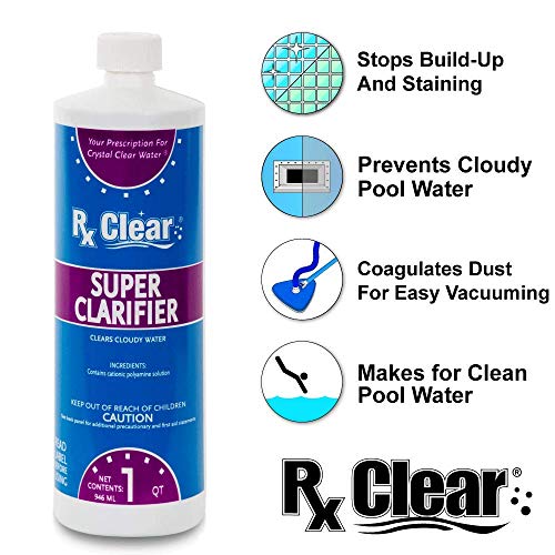 Rx Clear Super Strength Clarifier | Clears Cloudy Water For Above Ground Or In-Ground Swimming Pools And Spas | 1 Quart Bottle | 6 Pack #TOP1