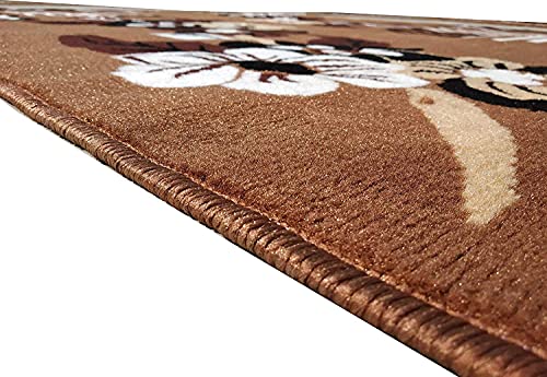 Image of Coffee Multi Color Area Rug 4x5 Feet Floral BCF Compact Living Room Bedroom Small Space Home Decor