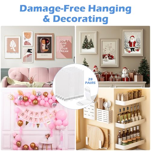 GDSZ LAERSI Picture Hanging Strips 72 Pairs (144 Strips) Removable Adhesive Hook and Loop Wall Strips, Frame Stickers No Nails for Home Decor Wall Posters Damage Free Hanging Picture Hangers - Image 2
