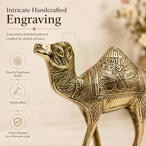 Image of Brass Design Camel Statue | Weight - 780 G Approx | 7 Inch Approx |Brass Idol | Camel Statue for Vastu | Showpeice for Home | Vastu Remedy | (Zonal Placement-W,WNW)