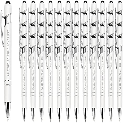Aolun Personalised Pen,Custom Engraved Ballpoint Pen with Stylus,12 Pcs,Soft Touch Metal,Enter Name,Logo or Message, Great for Birthdays, Anniversaries, Graduations(Medium Point,Black Ink)