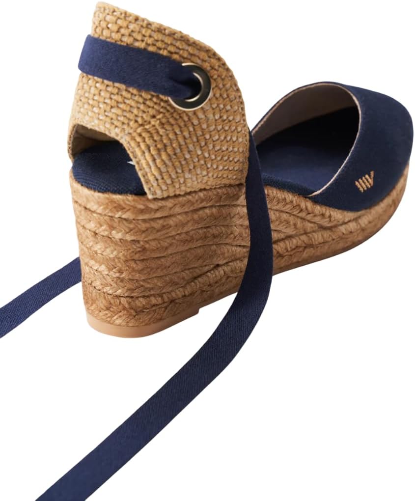 Viscata Sagaro Espadrille Canvas Wedges with Ankle Laces Spain Handmade 2 ½” Heel Women's Sandals with Breathable Organic Cotton Canvas and 100% Natural Jute for all Occasions: Casual, Work, Party - Image 3