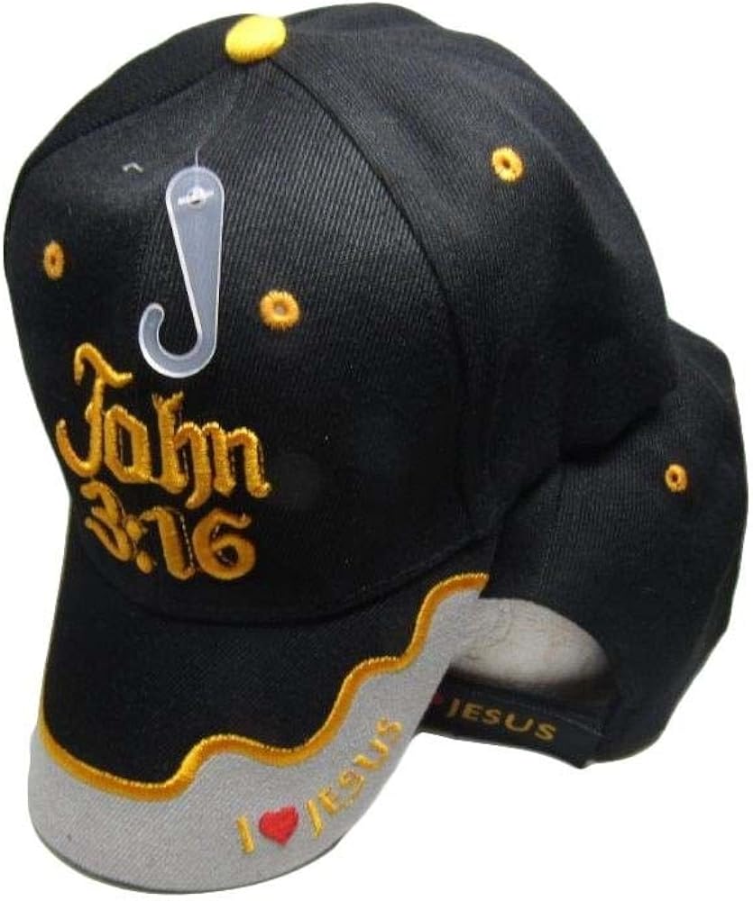 イエス・キリストデザインキャップ Amazon | ヨハネ3:16 イエスキリストクリスチャン ブラックグレー I