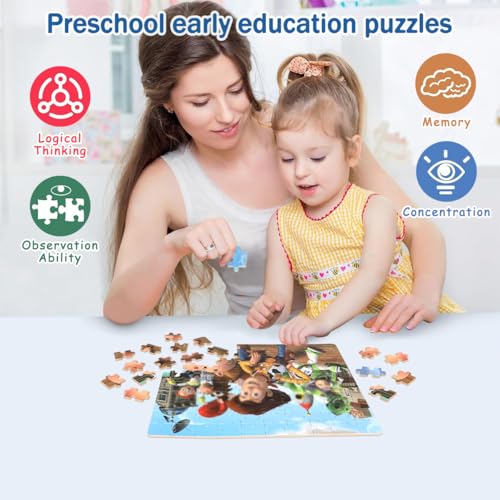 Rompecabezas de 100 piezas para niños de 4 a 8 años, juguetes educativos con caja de lata portátil, tema navideño miniatura 5