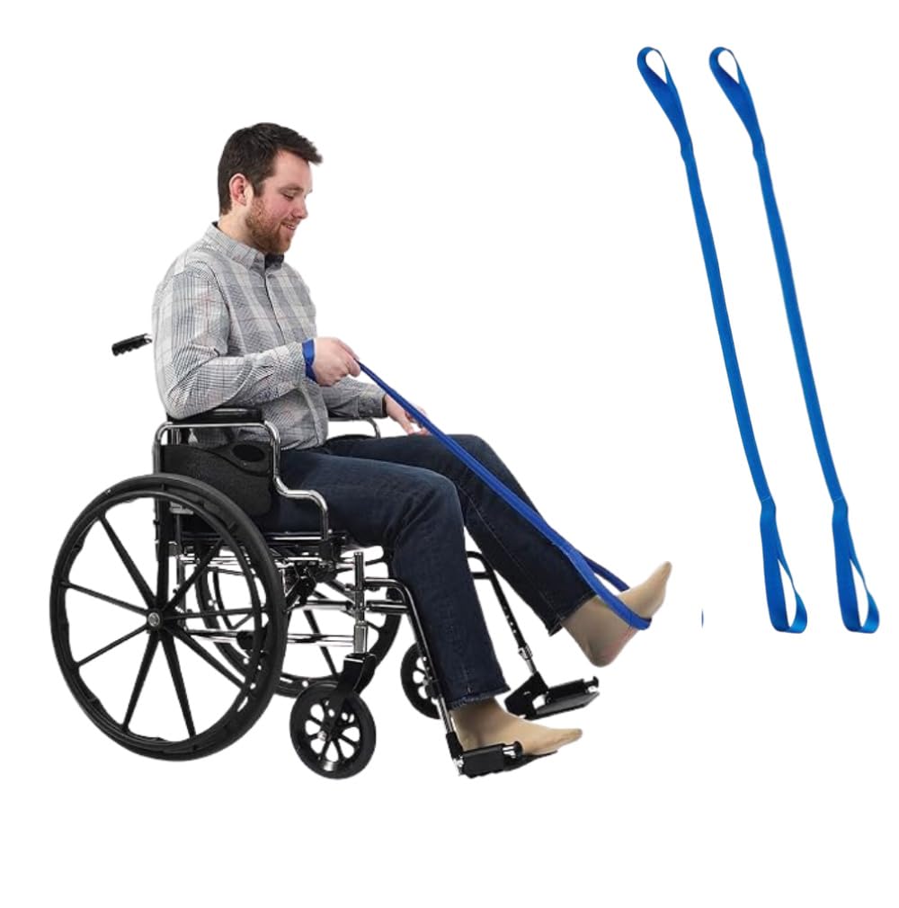 Sammons Preston Leg Lifter Strap with Foot Grip, 40" Rigid Leg Strap with Grips for Feet & Webbed Loops for Hands, Easy to Use Leg Lift Assist & Riser for Getting In & Out of Beds, Cars, Wheelchairs
