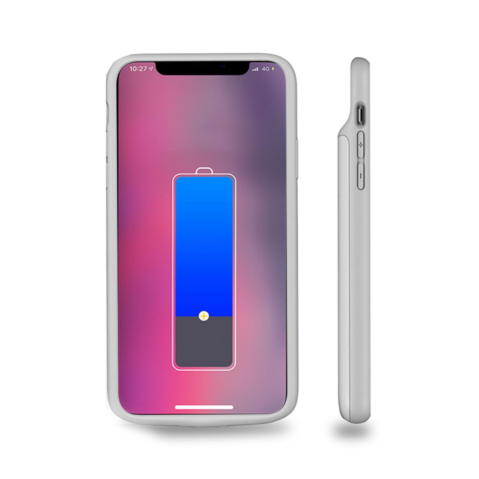 Coque de Batterie de Téléphone 6000 Mah, Chargeur Portable Mince et étendu pour 11, Quatre Indicateurs LED, Voyage/Camping/Utilisation en Extérieur, Matériau ABS (Blanc)