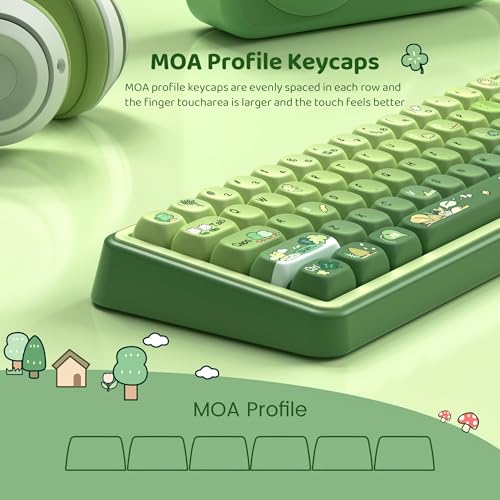 Image of dagaladoo PBT Keyboard keycaps,Matcha moa keycaps,Green Frog