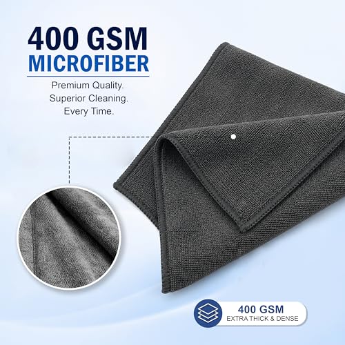 Image of JD FRESH 2 Pack Microfiber Cloth 40x40 cm /400 GSM Thick Lint & Streak Free Multipurpose Cloth /Automotive Microfibre Towel for Car Bike Cleaning Polishing Washing Detailing Interior Exterior - Grey