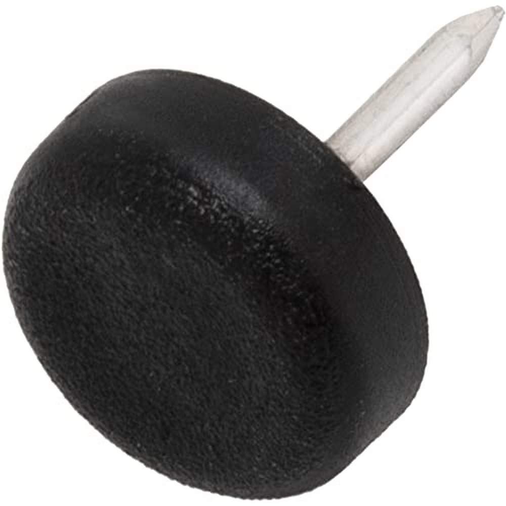 Adsamm Black Adsamm® / 32 X Glides In Plastic With Nail | Ø 0,59'' (Ø 15 Mm) | | Round | Premium Quality Furniture Sliders With Nail By Adsamm®