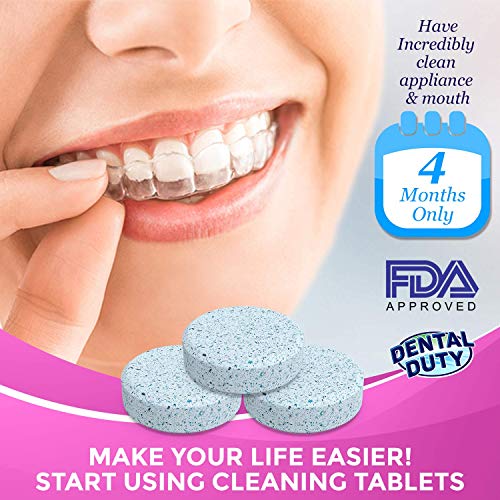 Dental Duty Retainer and Denture Cleaning Tablets -(2 Months Supply)- Cleaner Removes Bad Odor, Plaque, Stains from Dentures, Retainers, Night Guards, Mouth Guards & Dental Appliances. Made in USA.