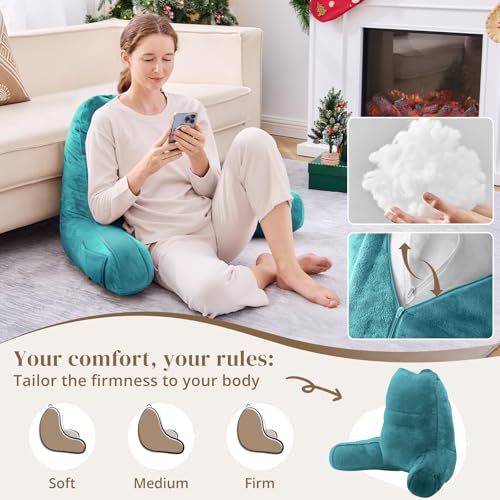 Image of Sasttie Reading Pillow for Bed, Back Pillow for Sitting Up, Teal Blue