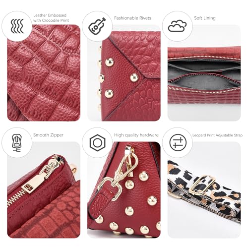Image of BOYATU Genuine Leather Shoulder Bag Women: Handmade Crocodile Pattern Purse