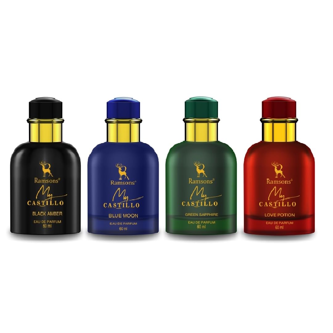 Ramsons My Castillo Green Sapphire, Blue Moon, Love Potion & Black Amber Eau De Parfum for Men & Women - Pack of 4 (60ml Each) | Long Lasting Fragrance, Everyday Wear-image-6