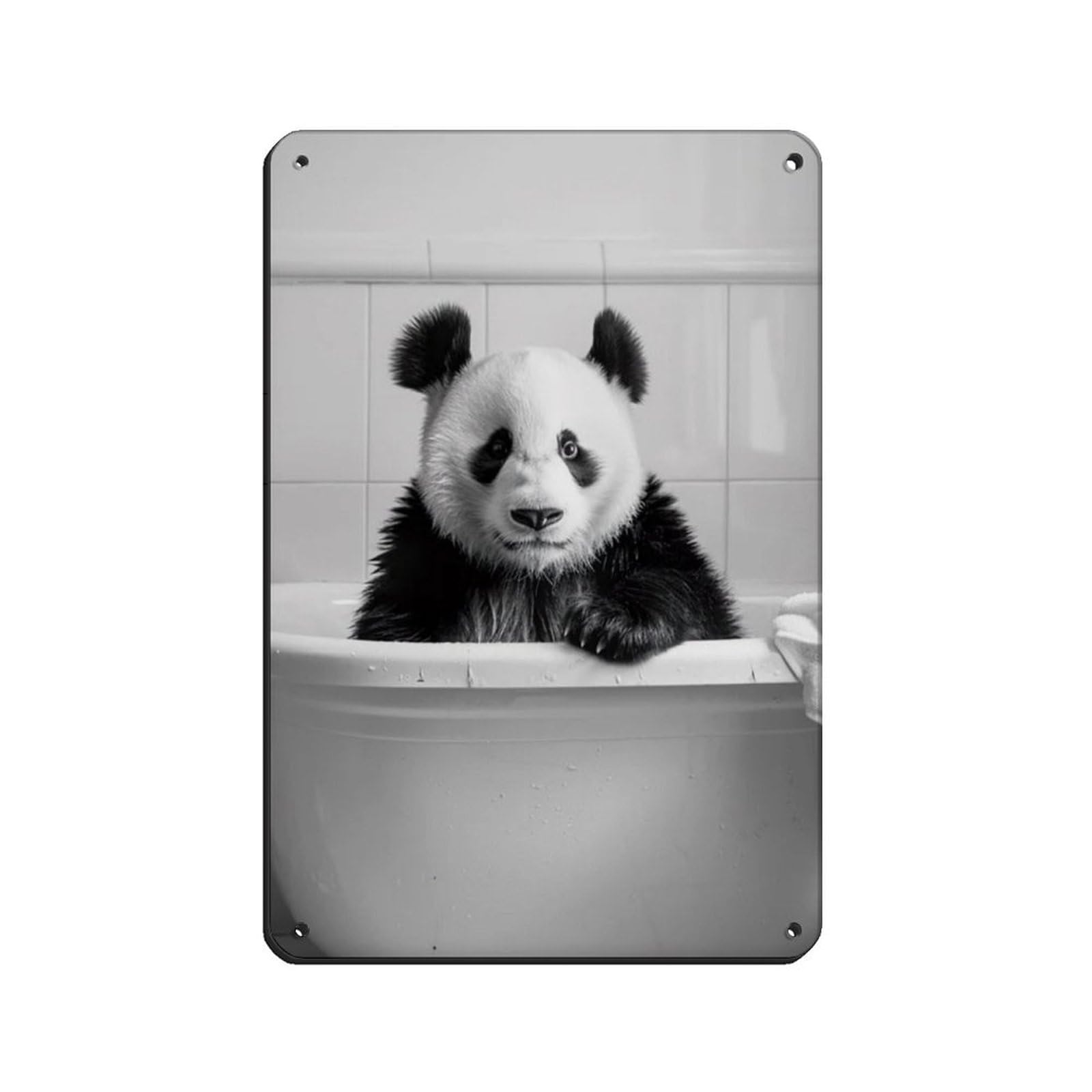 Panda in The Bathtub, Funny Animal Poster (4) Tin Sign Vintage Metal Pub Club Cafe Bar Home Wall Art Decoration Poster Retro 8x12inch(20x30cm)
