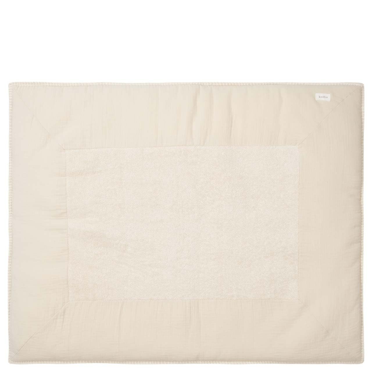 Koeka Laufstalldecke - Viereckige Laufgittereinlage - Spieldecke - Krabbeldecke - Faro - Musselin Baumwolle - Weiß/grün - 75x95 Cm