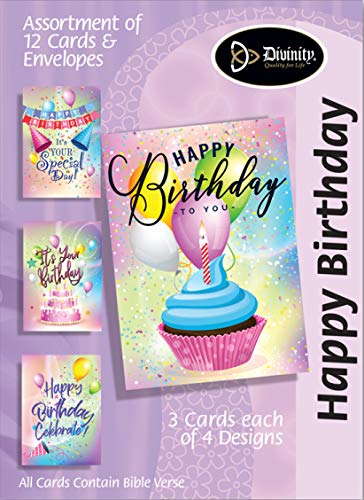 Lot de 5 cartes de vœux Happy Birthday en carton pour paquets cadeaux