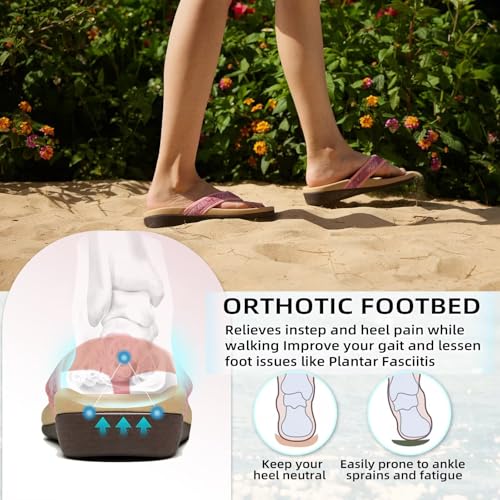 Image of Orkii Womens Plantar Fasciitis Feet Sandals, Best Orthotic Flip Flops With Arch Support, Comfortable Walking Sandals