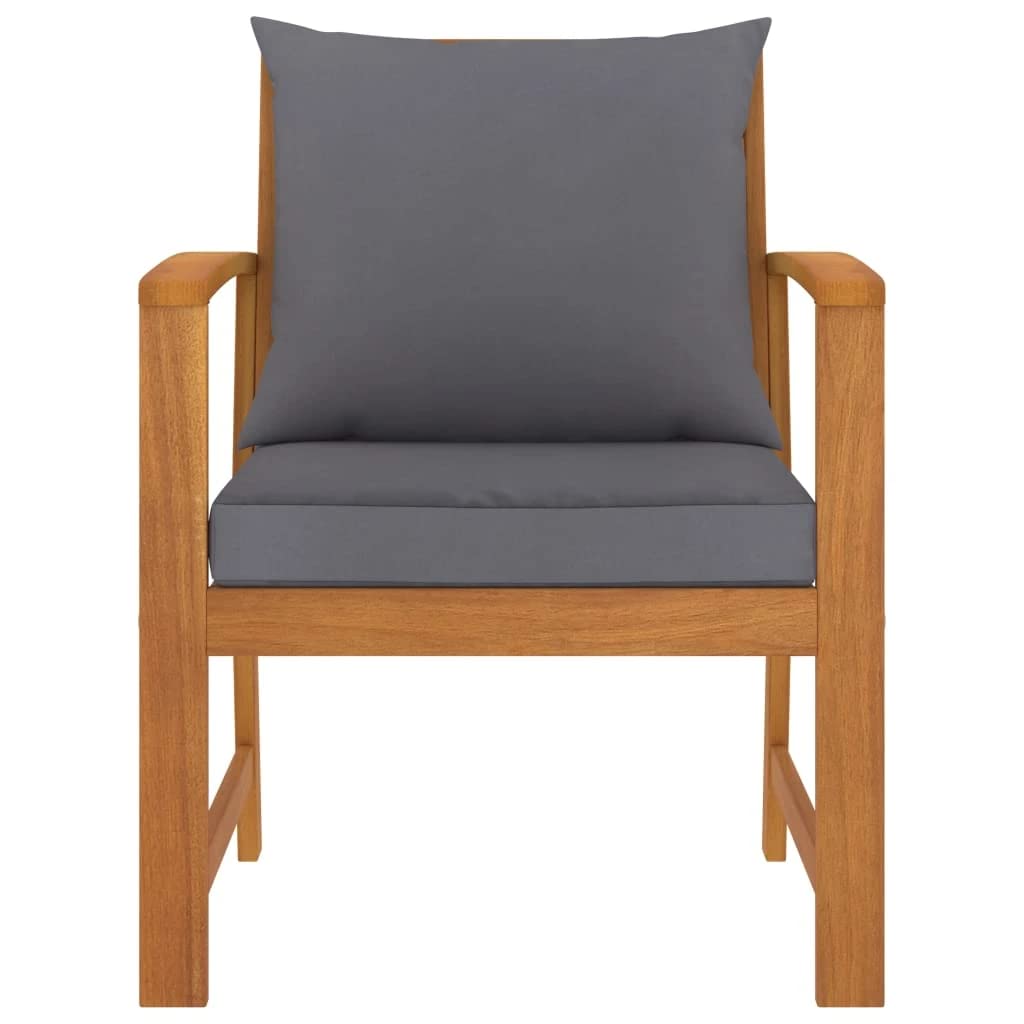 vidaXL 2X Bois d'Acacia Massif Chaises de Jardin avec Coussin Fauteuils de Patio Chaises de Terrasse Fauteuils de Balcon Extérieur Crème
