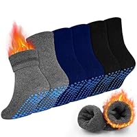 GRPSKCOS Toddler Thick Grip Socks, 6 Pairs Kids Winter Sock Non Slip Socks for Boys Kids 1-7 Years