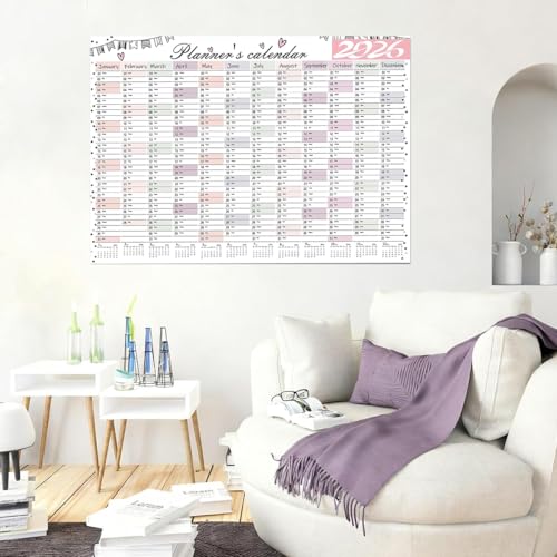Image of 2026 Wall Calendar Sticker 29 x 20 Inch, Self Adhesive Planning Poster, 12 Month Daily Schedule Year Organizer For Home Office Study