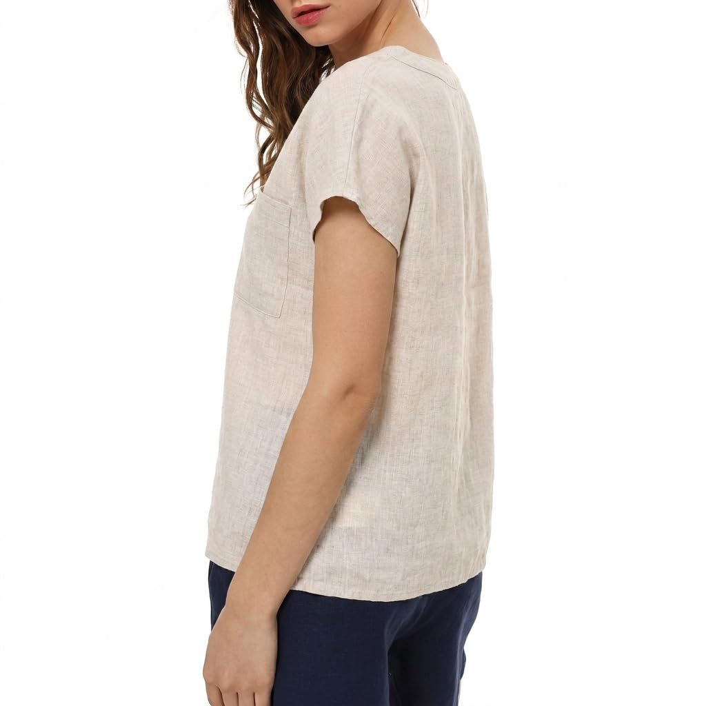 Amazhiyu Leinen Top Damen Tanktop Sommer Tank Tops Leinenbluse Kurzarm