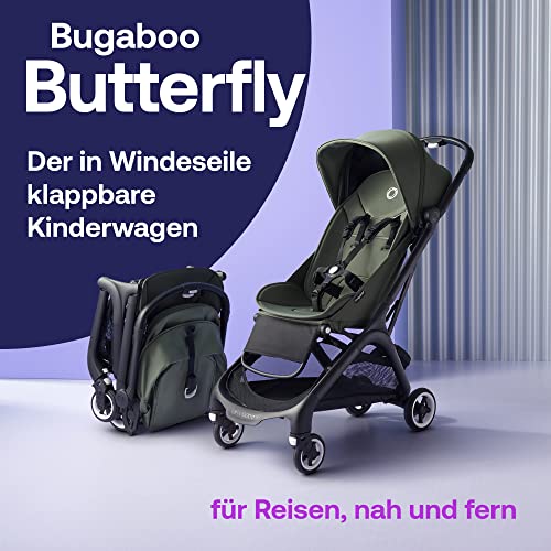 Bugaboo Butterfly ultrakompakter Reise-Kinderwagen, klein & leicht, einhändig faltbar und einfach zu lenken, ergonomischer City-Kinderwagen für Babys ab 6 Monaten, mit viel Stauraum, Forest Green