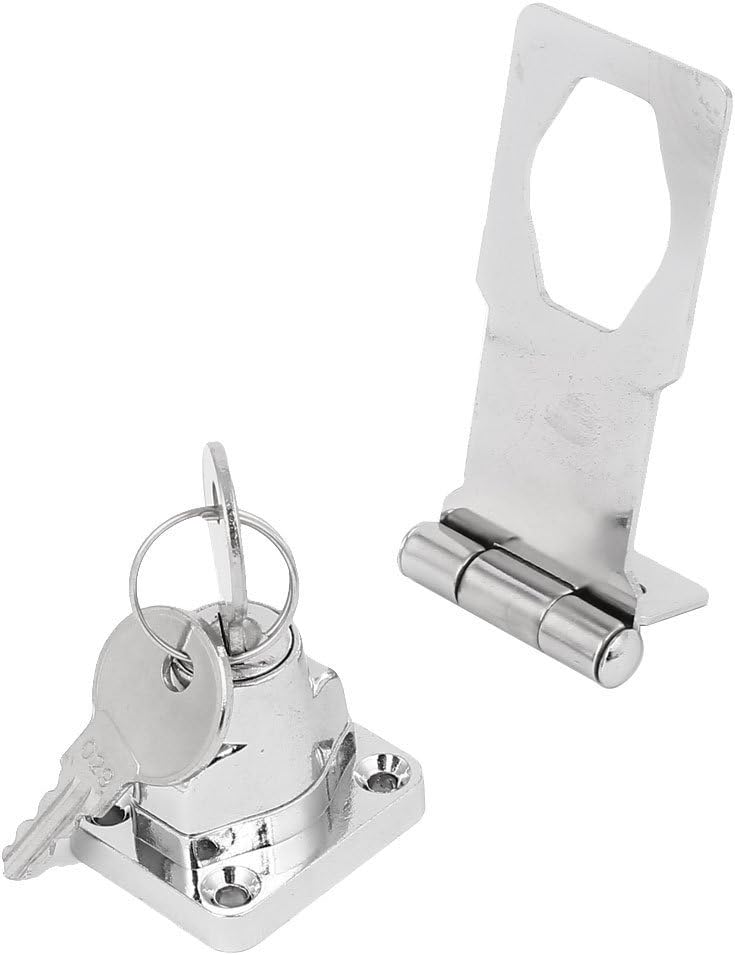 Door Lock Latch Cabinet Locks with Keys Hasp Lock，3-Inch Clasp Keyed Hasp Latch Lock Safety Gate Latches,Without Padlock,Chrome