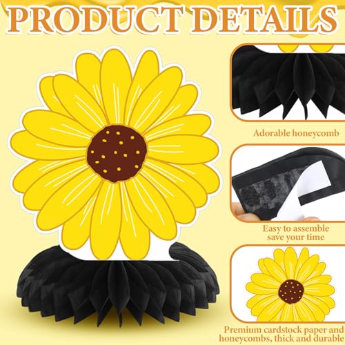 Image of 12 Pcs Honey Bee Party Decoration Baby Shower Gender Reveal Centerpiece Honeycomb Beehive Centerpieces Wedding Table Decoration for Bee Day Themed Birthday Party Supplies
