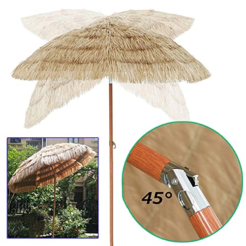 Parasol en paille de 200 cm style hawaïen inclinable pour ombrager votre salon de jardin
