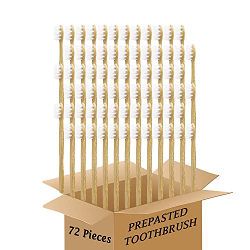 N-amboo Bamboo Toothbrush Prepasted Disposable Toothbrsuh Soft Bristles Prepasted Toothbrush,Disposable Toothbrsuh (72 White)