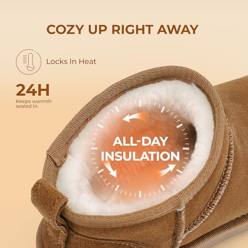 dream pairs ankle winter mini boots for women genuine suede faux fur lining water resistant warm snow boots slip on memory foam comfort booties fuzzyclassic