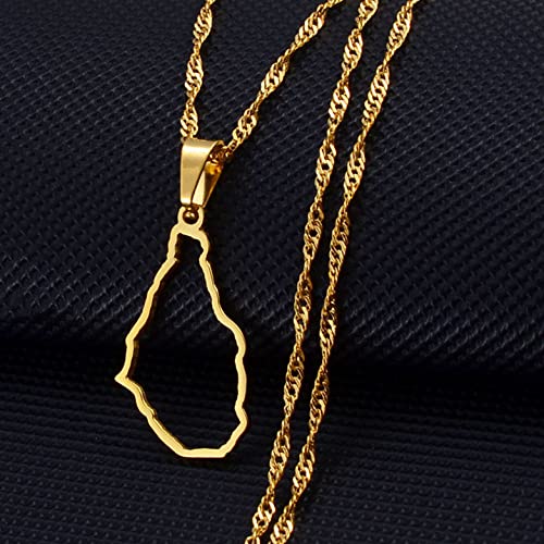 Collar De Mujer para Hombre con Colgante De Mapa Nacional De Contorno - Hueco Dorado Diseño Abierto Colgante De Amistad De País Étnico Collares Joyas De Regalo De Dijes, Accesorio De Rapero De Hi