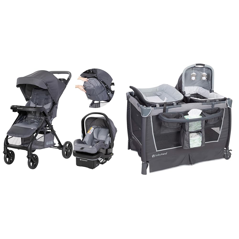 Baby Trend Passport Cargo Travel System with EZ-Lift 35 Plus Infant Car Seat and Nursery Center Playard with Bassinet and Changing Table