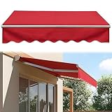 Tessuto Di Ricambio per Tenda Da Sole, 3m 5m 7m, Telo Di Copertura Per Tendalino In Poliestere Resistente Senza Telaio, Rosso(12x5ft/3.7x1.5m)