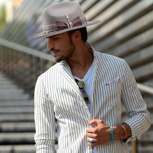Image of Open Road Hat Fedora Hat Pure Wool Felt Hat Vintage Rancher Hat Airway Vented Panama Hats for Men Women