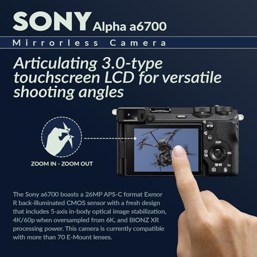 Image of Sony Alpha a6700 Mirrorless Camera Body Bundle with Shoulder Bag, Extra Battery, Charger, Sony 1 Year Limited Warranty