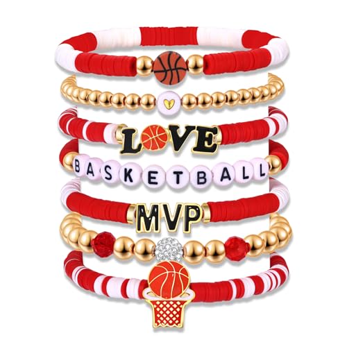 YAHPERN Basketball Bracelets Beaded Heishi MVP Basketball