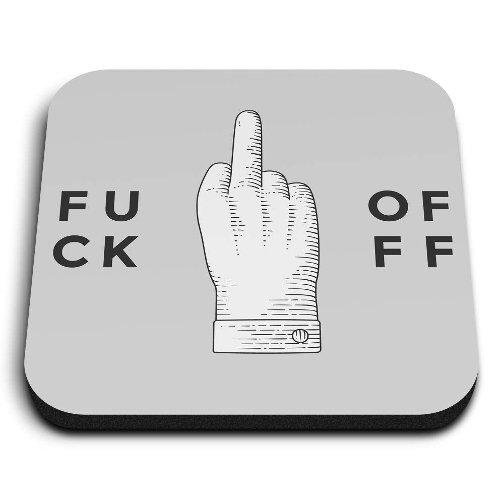 1 x Square MDF Fridge Magnet - Rude Hand Gesture Office Joke 42024