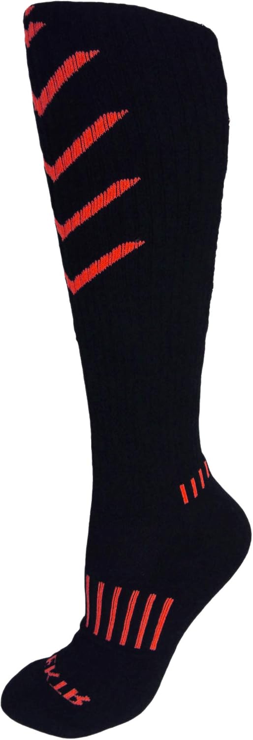 MOXY Socks Ultimate VEKTR Knee-High Athletic Socks 3-Pack, Black with Red Accents, Over-the-Calf Stay-Up Fit, Reinforced Heel and Toe, Breathable Knit for Training, Running, Work