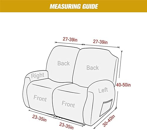Vista 7 de Fundas de terciopelo elástico para sillas reclinables, fundas para sofá biplaza de 2 cojines, 6 piezas, fundas protectoras para muebles con bolsillo