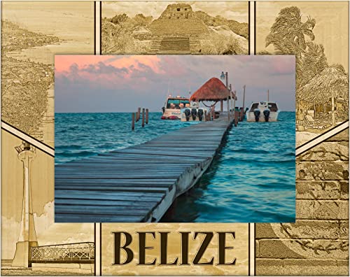 Saddle Mountain Souvenir Belize Laser Engraved Wood Picture Frame Landscape (4 x 6)