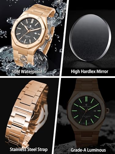 Image of Sapphero Watches for Men Waterproof Luminous Watches with Date Dial Chronograph Analog Quartz Movement Steel Stainless Business Wrist Watches Mens Gifts
